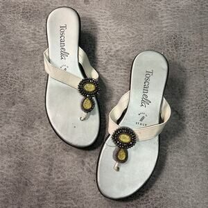 Vintage Toscanella Beaded Thong Platform Sandals